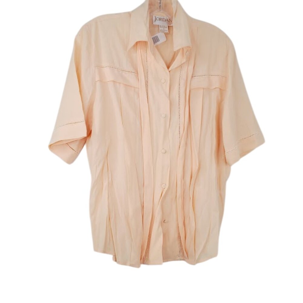 Jordan Women's‎ Peach Short Sleeve Flared Casual Button-Front Shirt Size 12